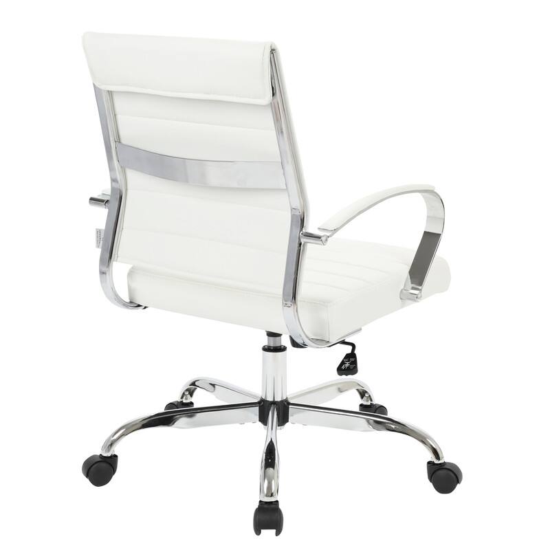 Alt View 6. LeisureMod - Pallet - Benmar Leather Office Desk Computer Chair with Ribbed Seat and Steel Frame - White.