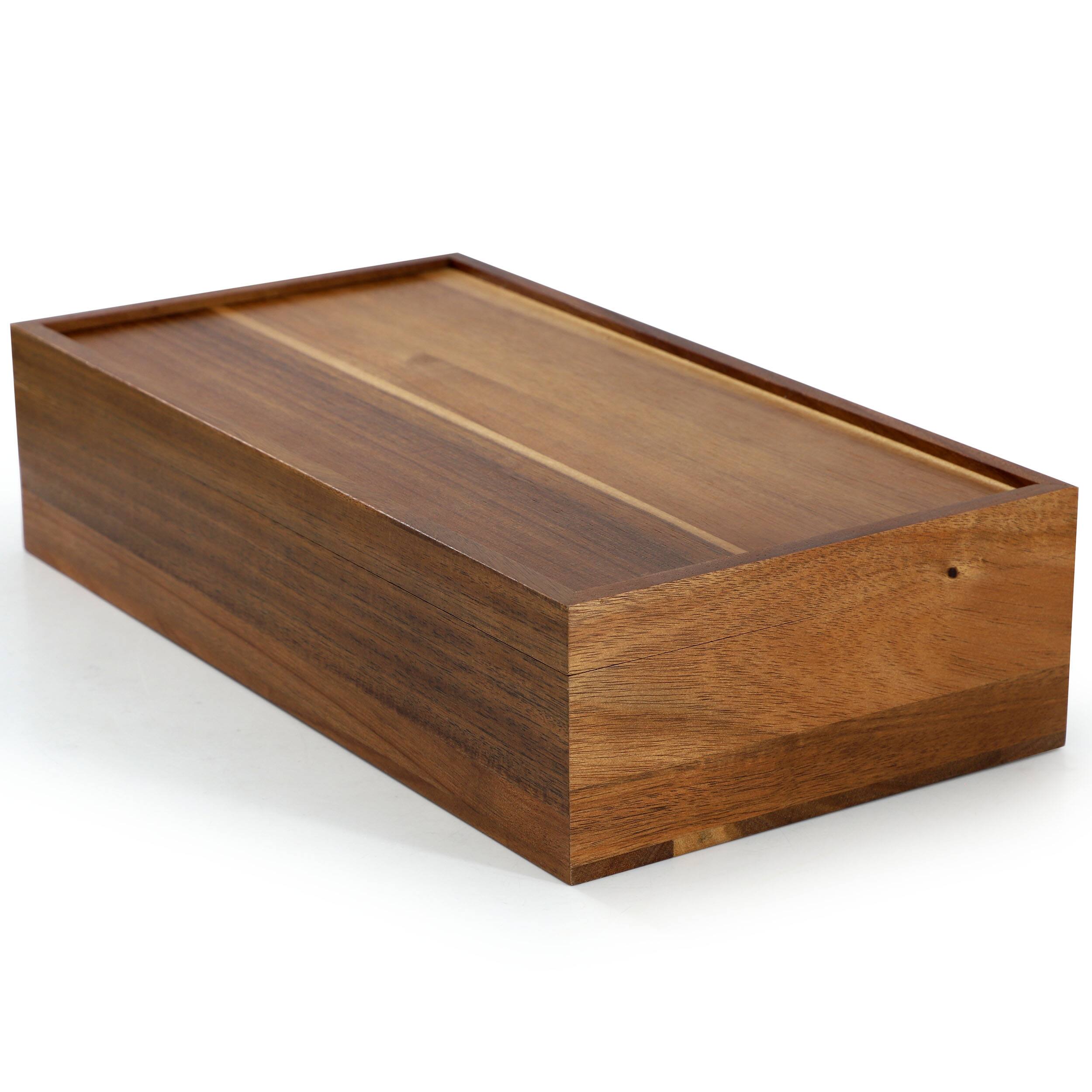 Alt View 1. MegaChef - MegaChef Acacia Wood 14.25 x 7.5 Inch 10 Compartment Tea Box - Brown.