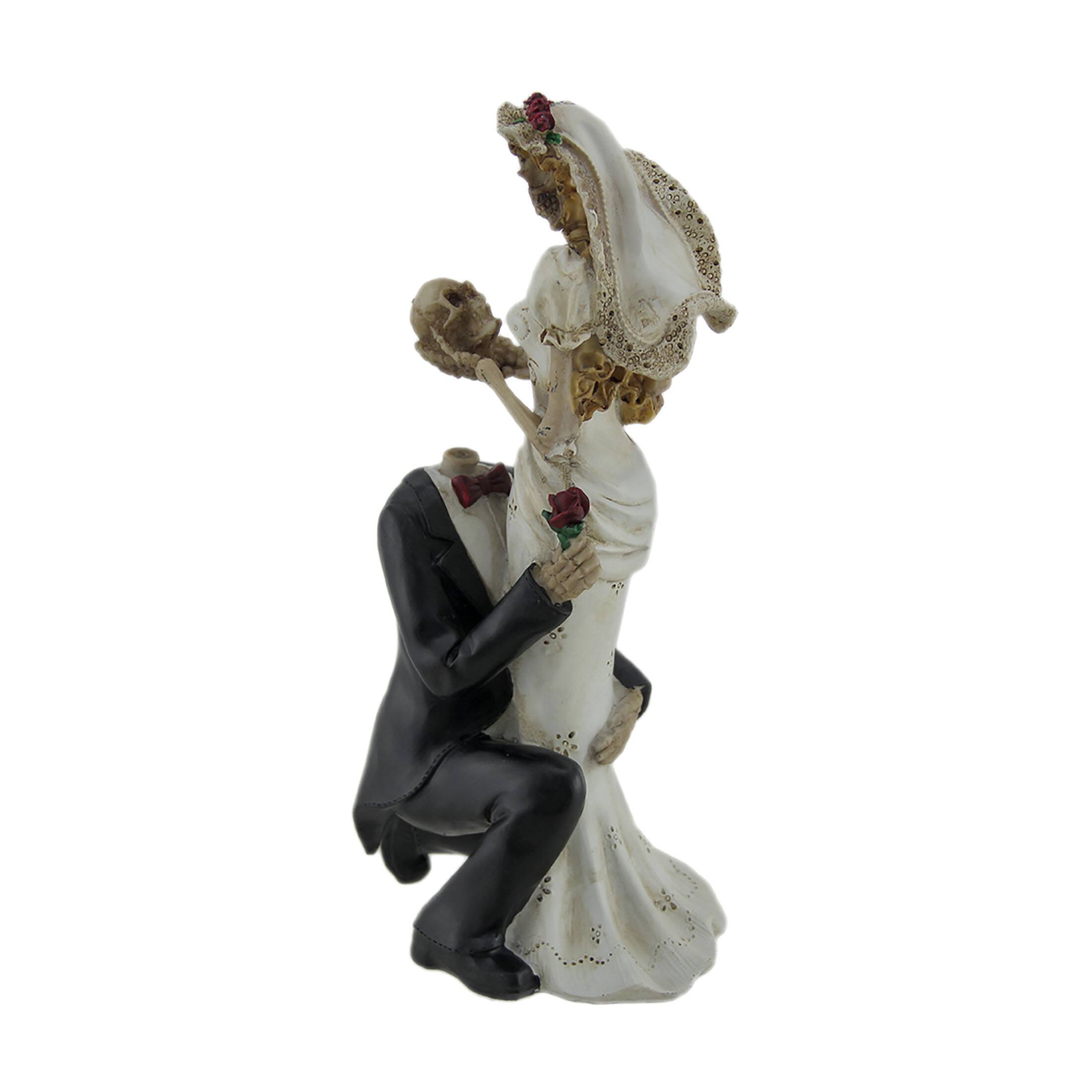Alt View 2. Zeckos - Skeleton Bride and Groom Wedding Couple Statue - Multicolored.