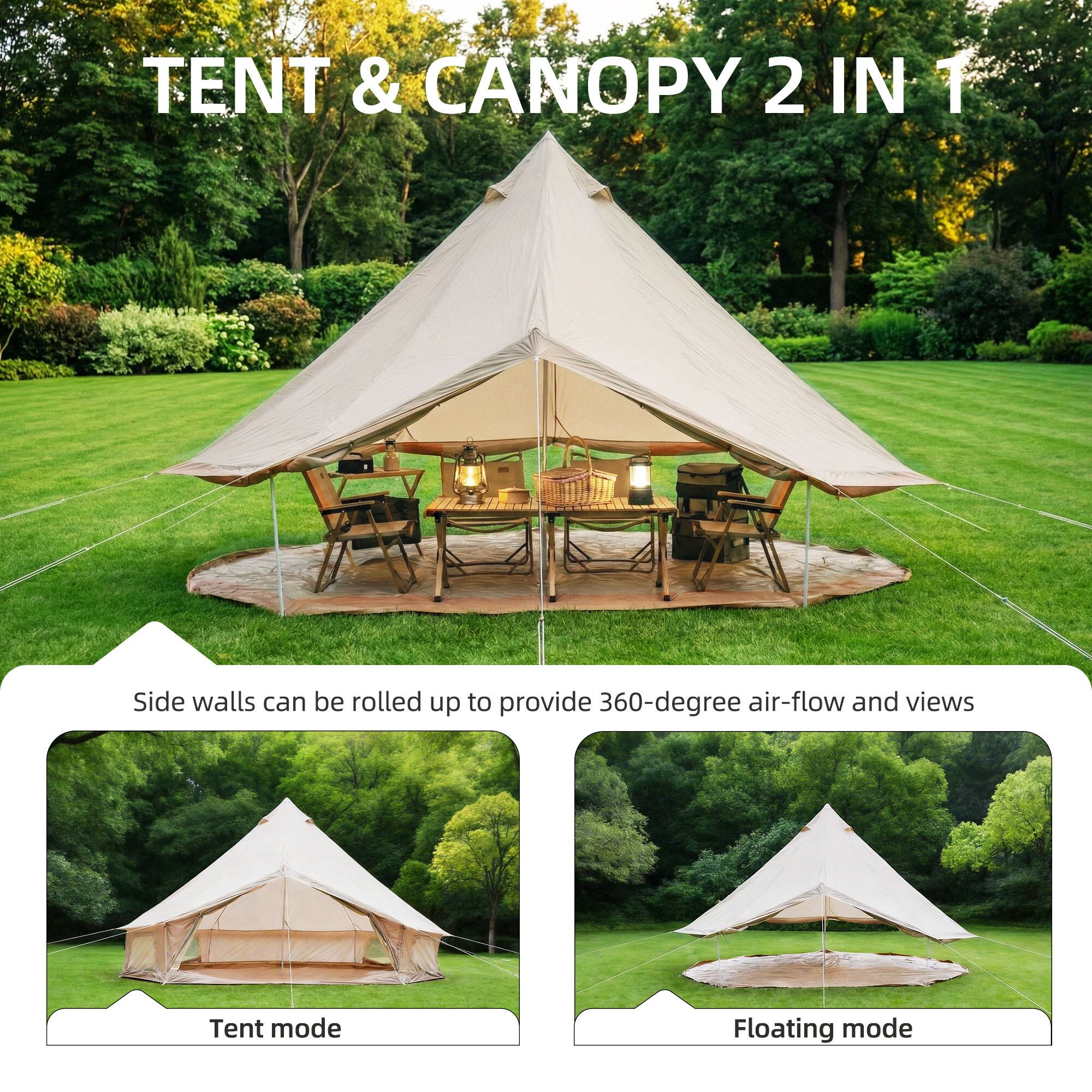 TENT & CANOPY 2 IN 1

Side walls can be rolled up to provide 360-degree air-flow and views

Tent mode

Floating mode