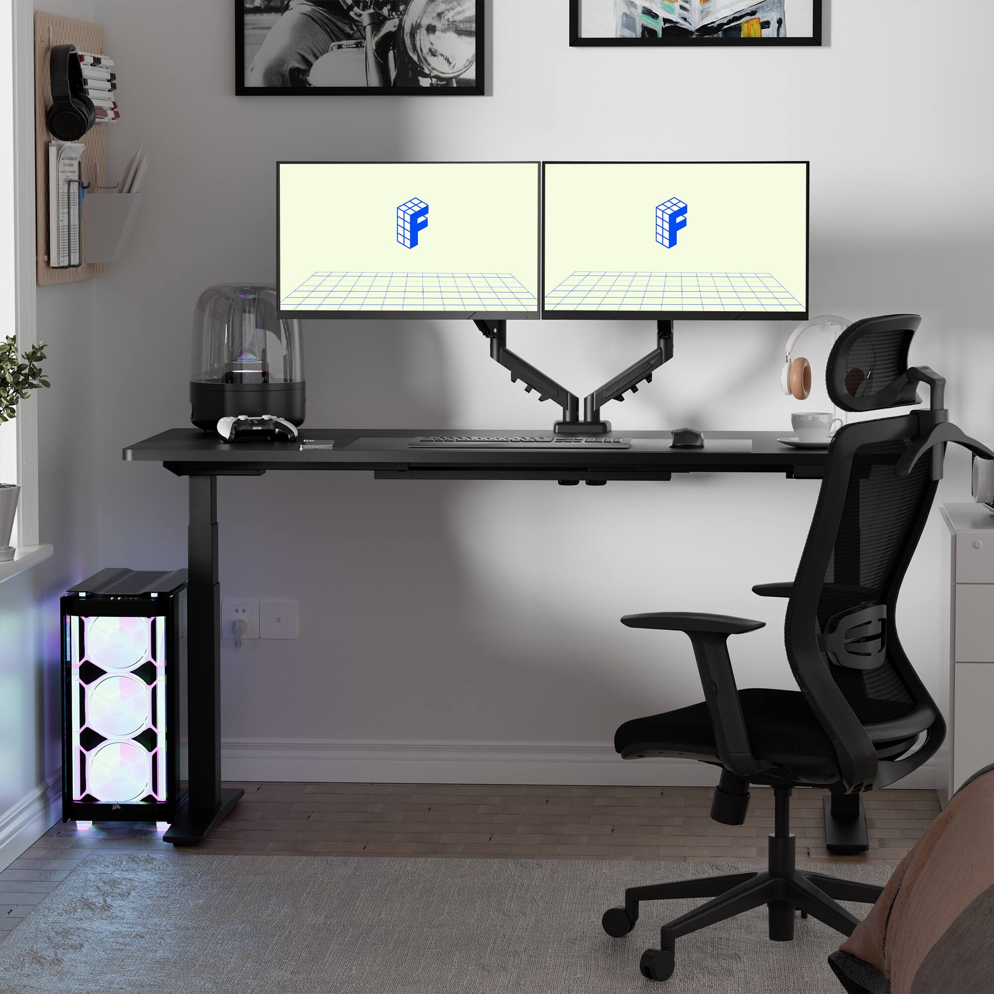 Alt View 7. FlexiSpot - MA1 Adjustable Dual Monitor Arm for 17"-32" Monitors - Black.