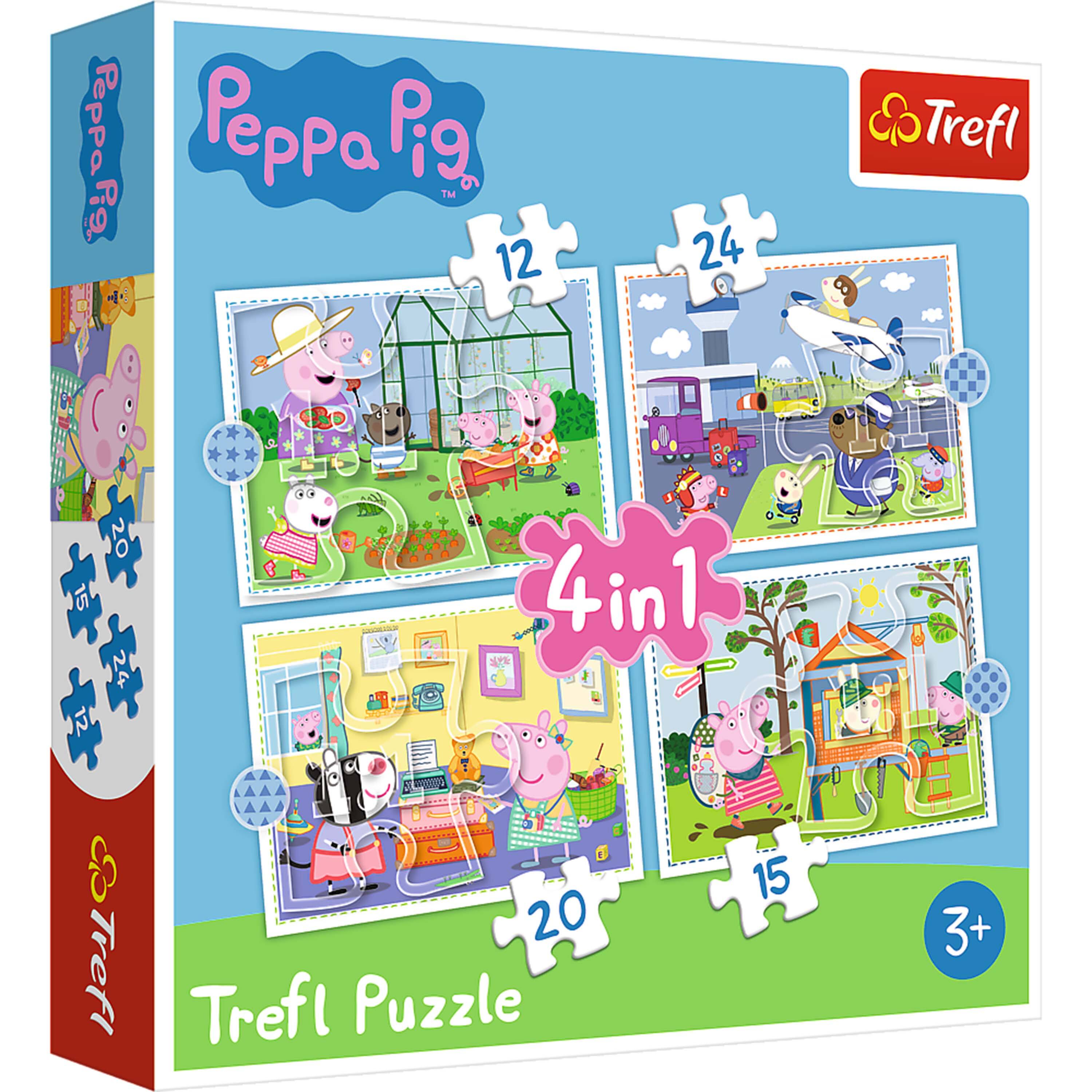 Trefl - 4 in 1 (12, 15, 20, 24 Piece) Puzzle - Peppa Pig's Holiday Recollection Jigsaw Puzzle