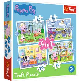 Trefl - 4 in 1 (12, 15, 20, 24 Piece) Puzzle - Peppa Pig's Holiday Recollection Jigsaw Puzzle