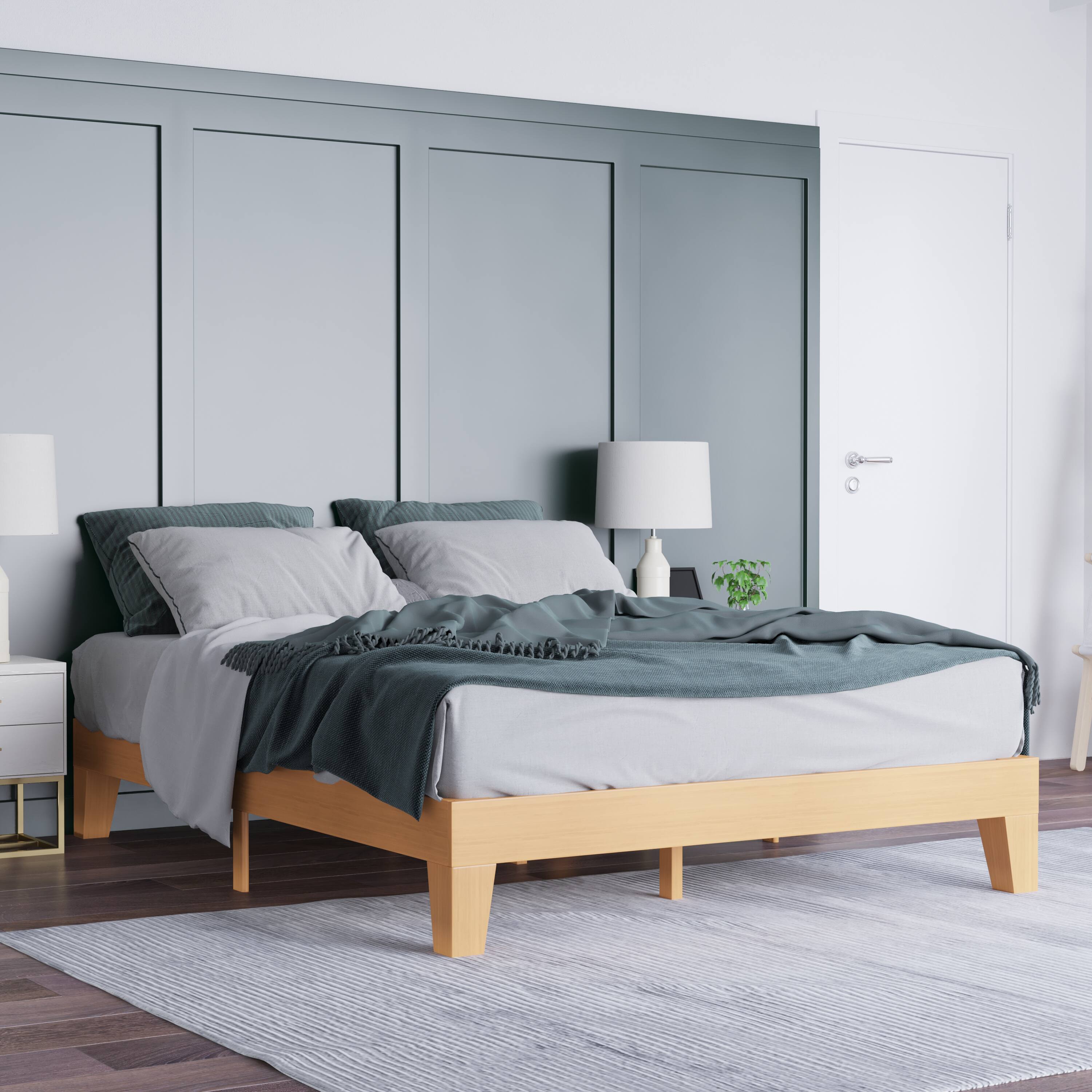 Emma + Oliver - Avila Wooden Platform Bed with Wooden Support Slats; No Box Spring or Foundation Required - Natural