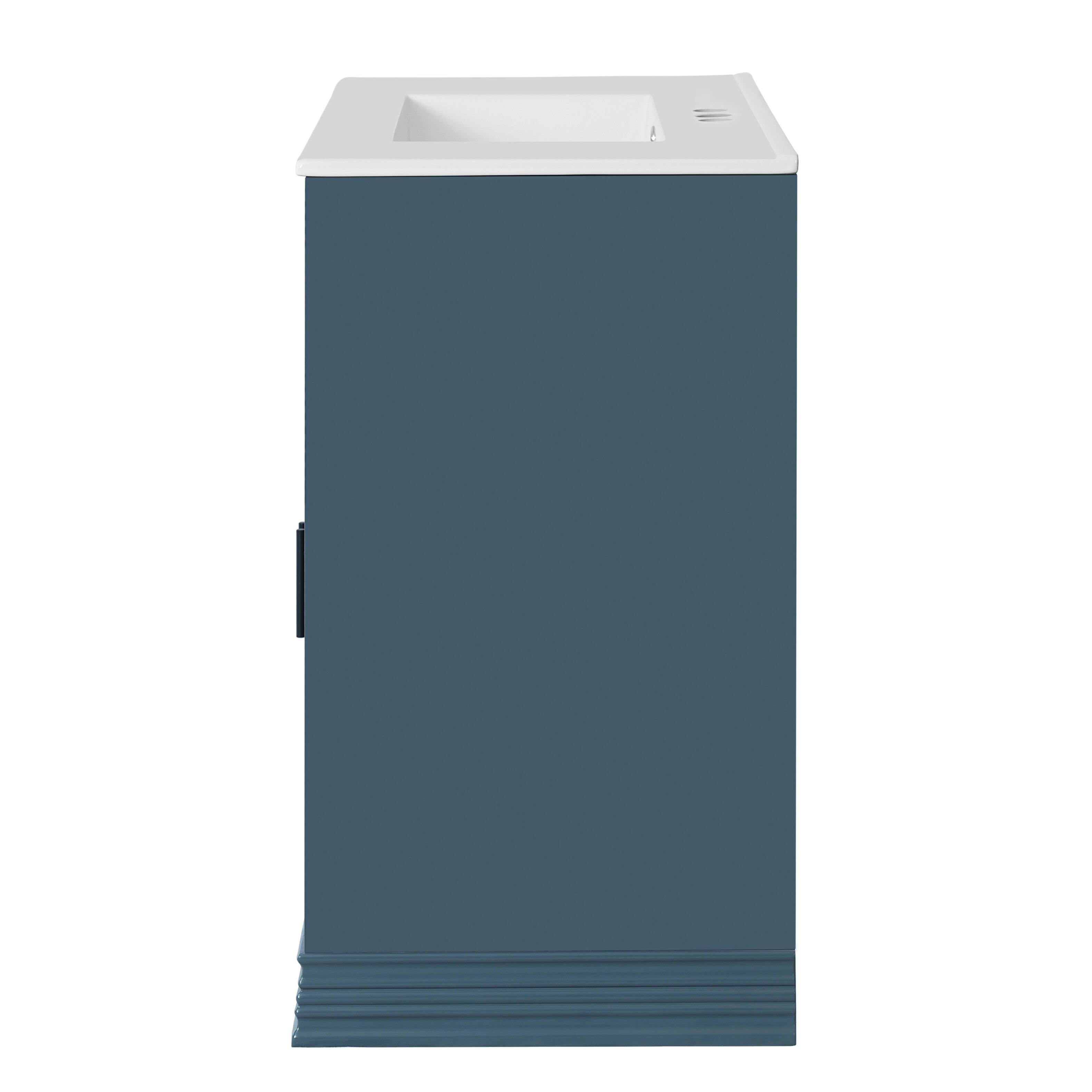 Alt View 9. Tiramisubest - 36" Bathroom Vanity with Ceramic Sink, Bathroom Vanities Cabinet, Bathroom Storage Cabinet - Blue.