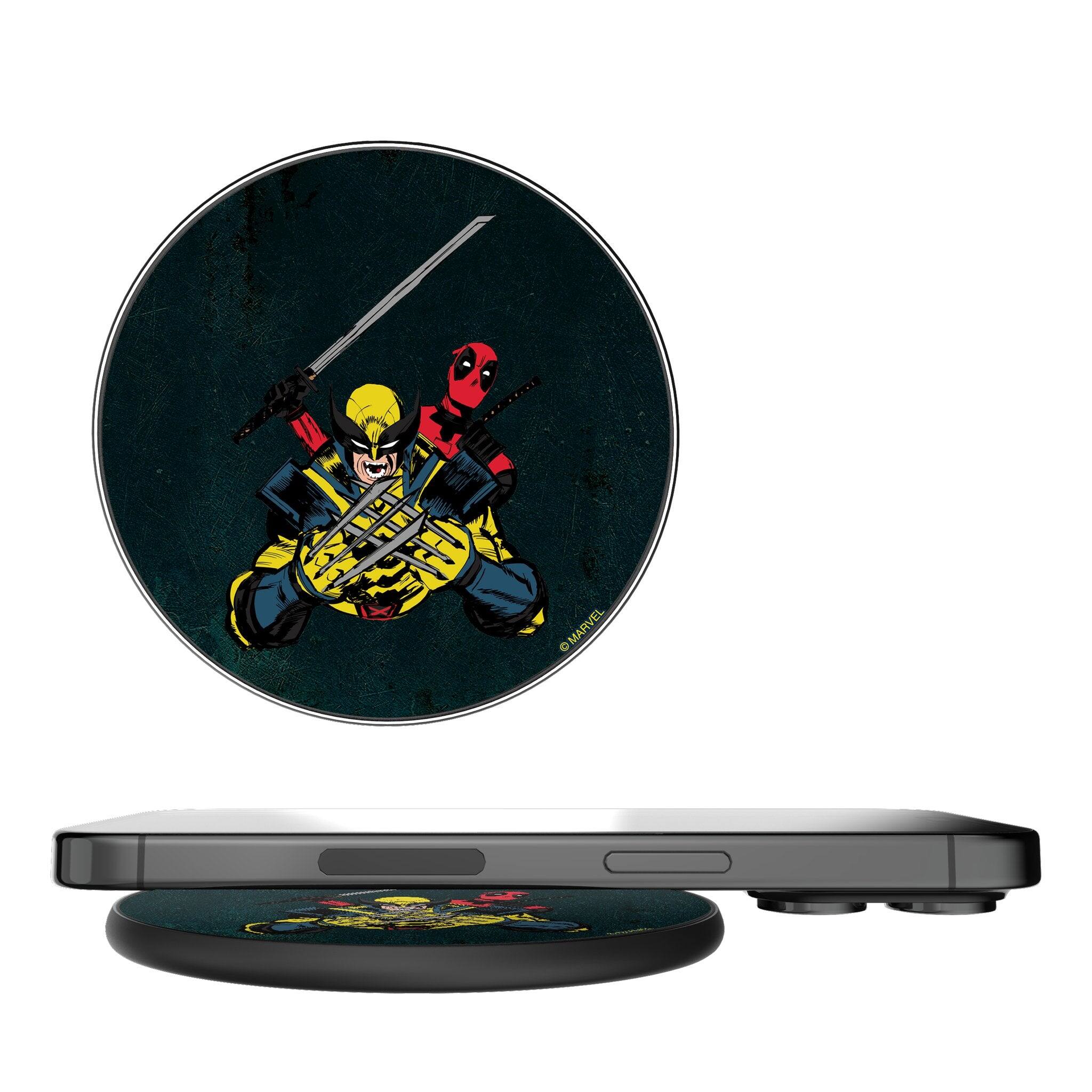 Front. Keyscaper - Marvel Badge 15-Watt Wireless Charger - Deadpool Wolverine 3.