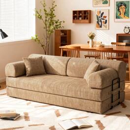 Loheer - Convertible Sleeper Sofa Bed 4-in-1 Boucle Floor Couch Folding Mattress Sofa for Small Space Ochre - Ochre