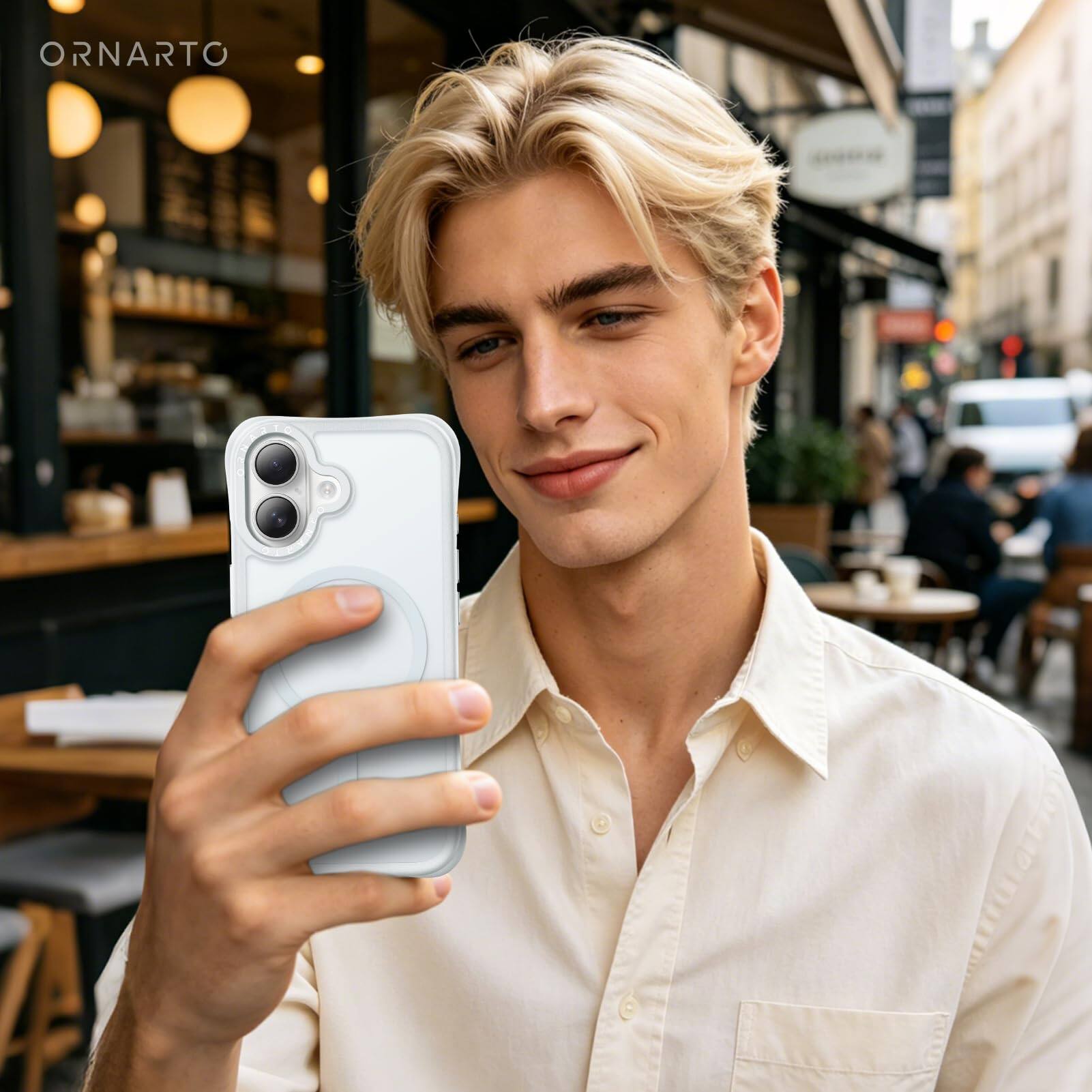 Alt View 4. Ornarto - ORNARTO Magnetic for iPhone 16 Case 6.1", Compatible with MagSafe | Slim Translucent Matte Cover-Light Gray - Light Gray.