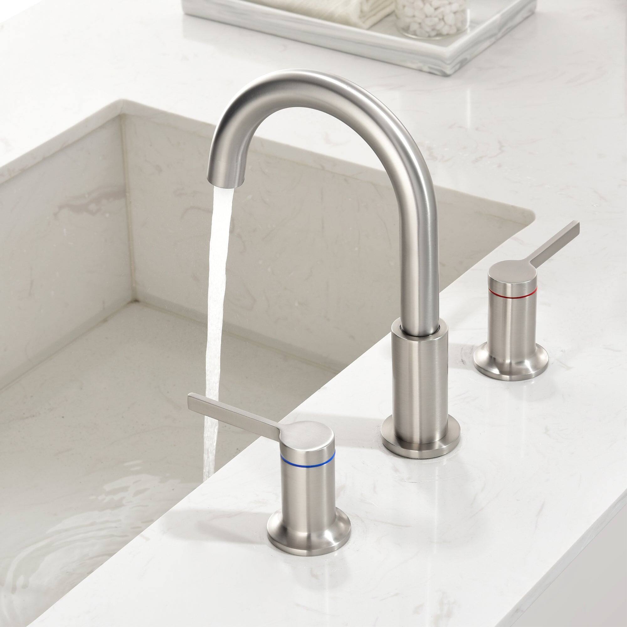Alt View 10. Boyel Living - 8 in Widespread Double Handle 1.2 GPM Bathroom Faucet with Quick Connect Hose and Water Supply Hose in Brushed Nickel - Brushed Nickel.