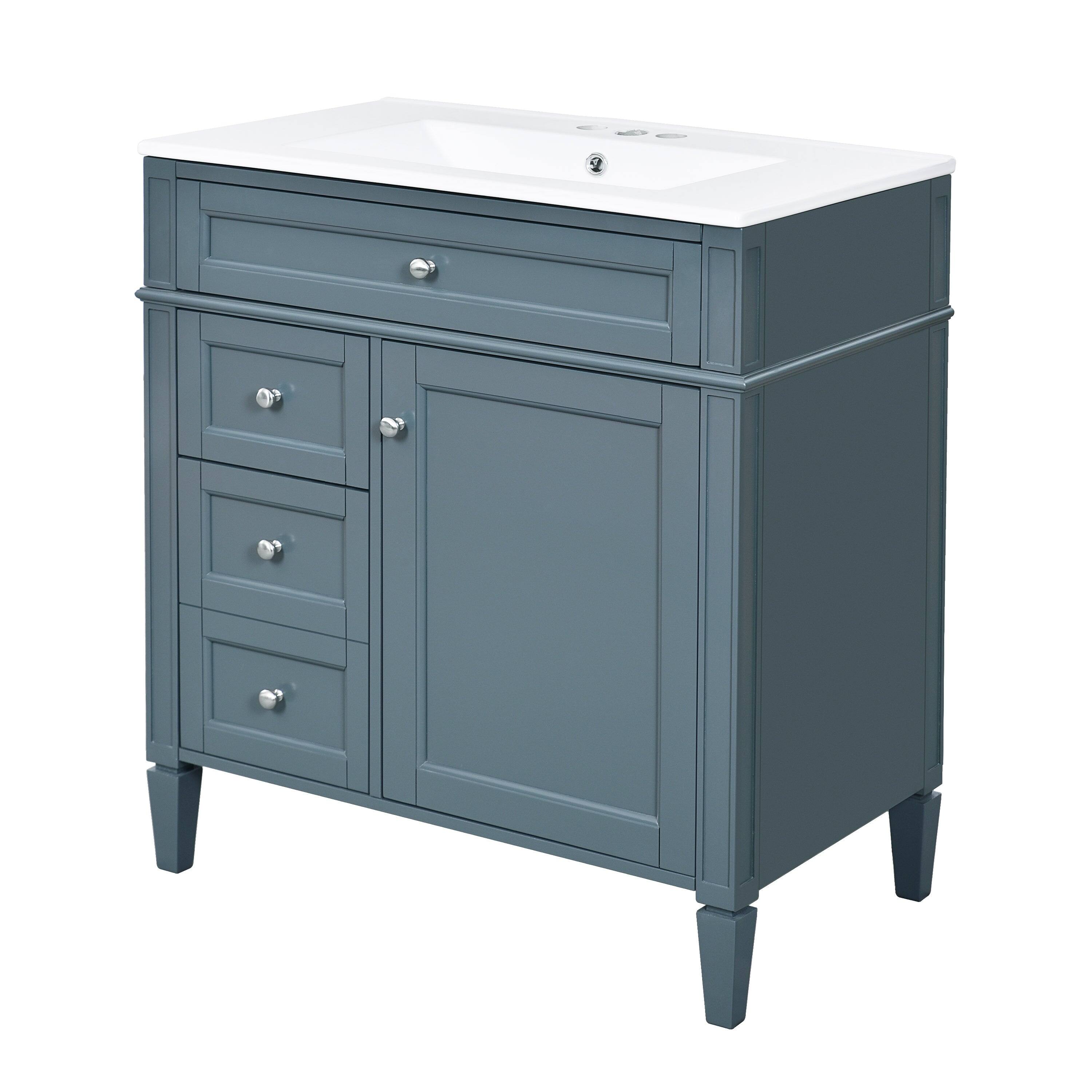 Alt View 10. Boyel Living - 30 Inch Bathroom Vanity with Sink Modern Storage Cabinet with 2 Drawers and Tip Out DrawerBlue - Blue.