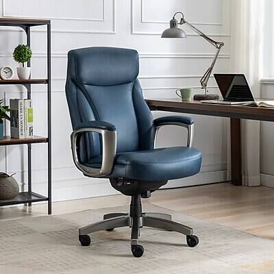 Alt View 1. La-Z-Boy - La-Z-Boy Arcadian Ergonomic Bonded Leather Swivel Executive Chair, Blue (51447) - Blue.