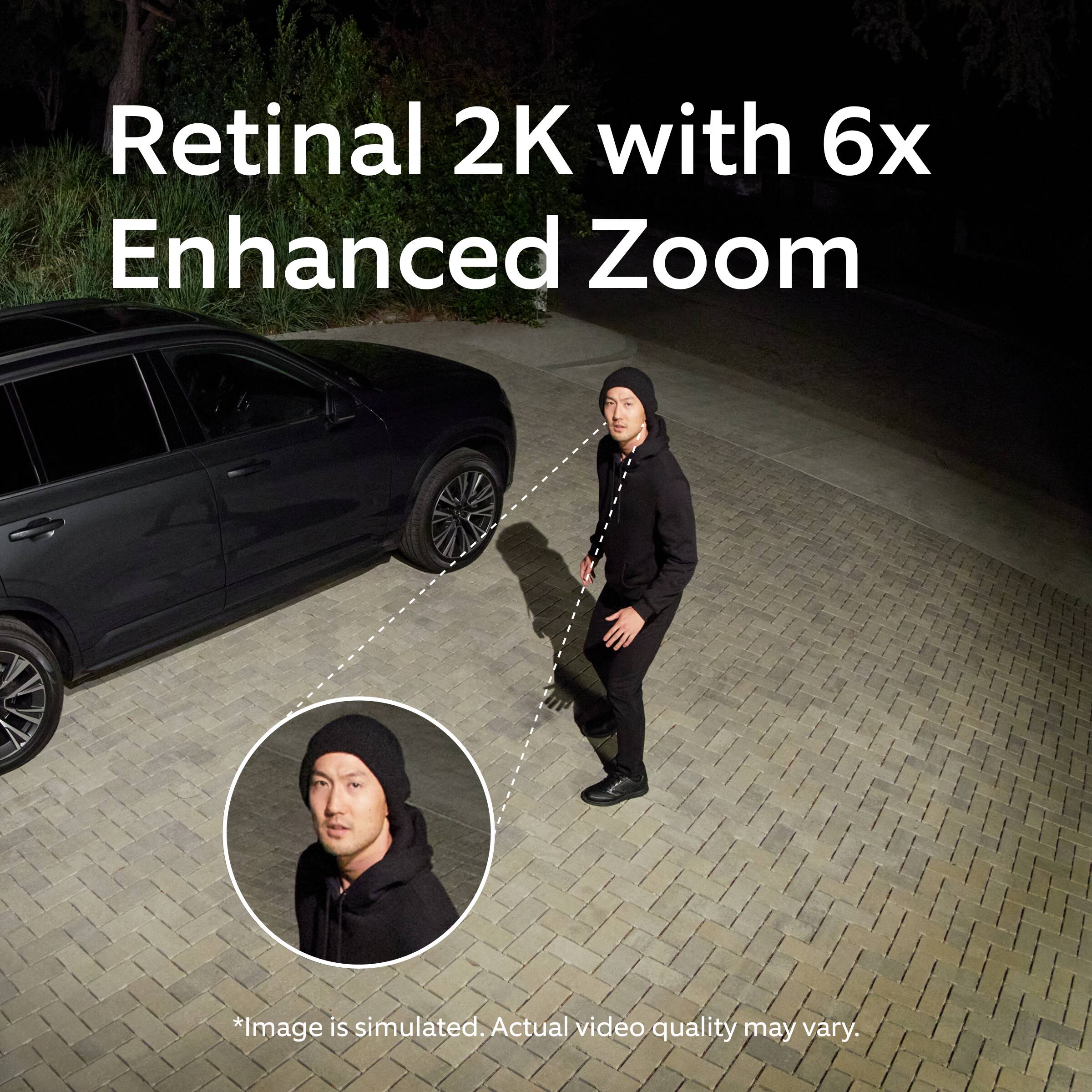Retinal 2K with 6x Enhanced Zoom  
*Image is simulated. Actual video quality may vary.