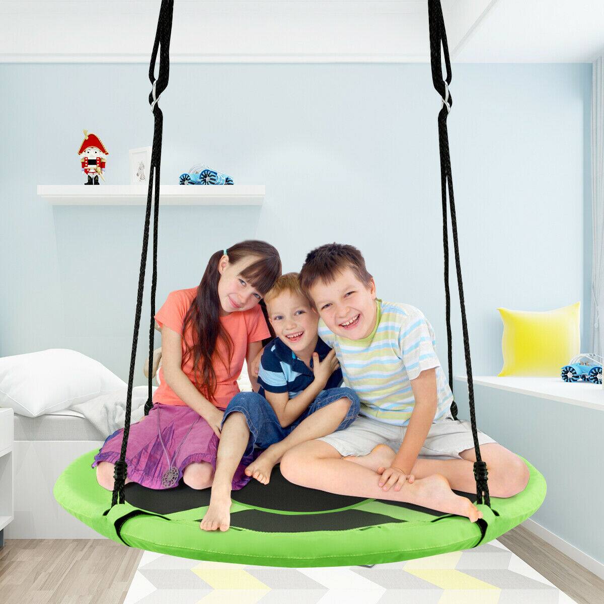 Alt View 4. Costway - Costway 40" Kids Hanging Chair Swing Tent Set Hammock Nest Pod Seat - Green.