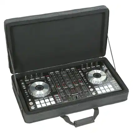 Front. SKB - SKB 27”x14” DJ Controller & Small MIDI Keyboard Soft Case Padded Bag, Black.