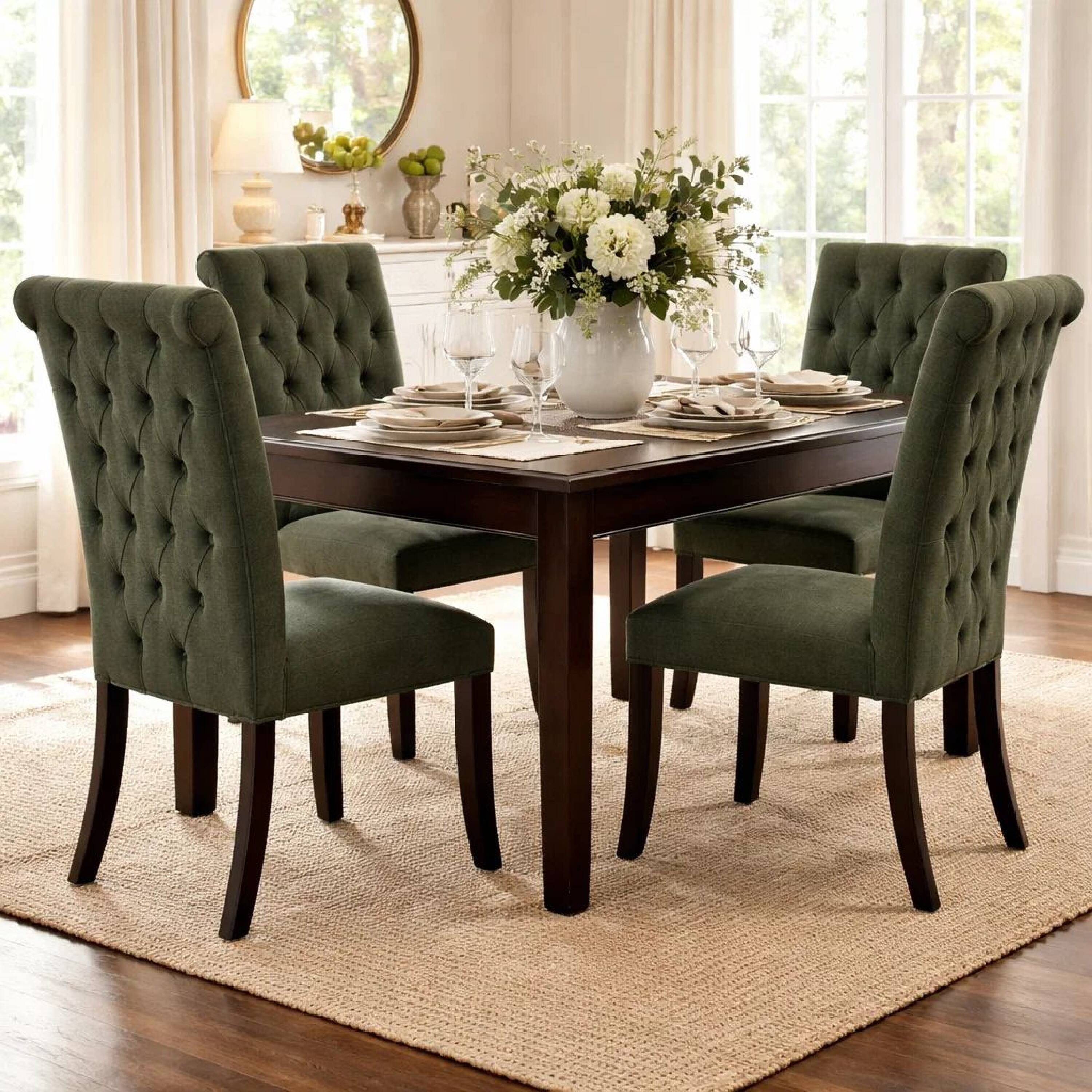 Alt View 5. Manhattan Lane - Button Tufted Wooden Fabric Upholstered Side Chair, Gray, Pack Of Two - Gray And Black.