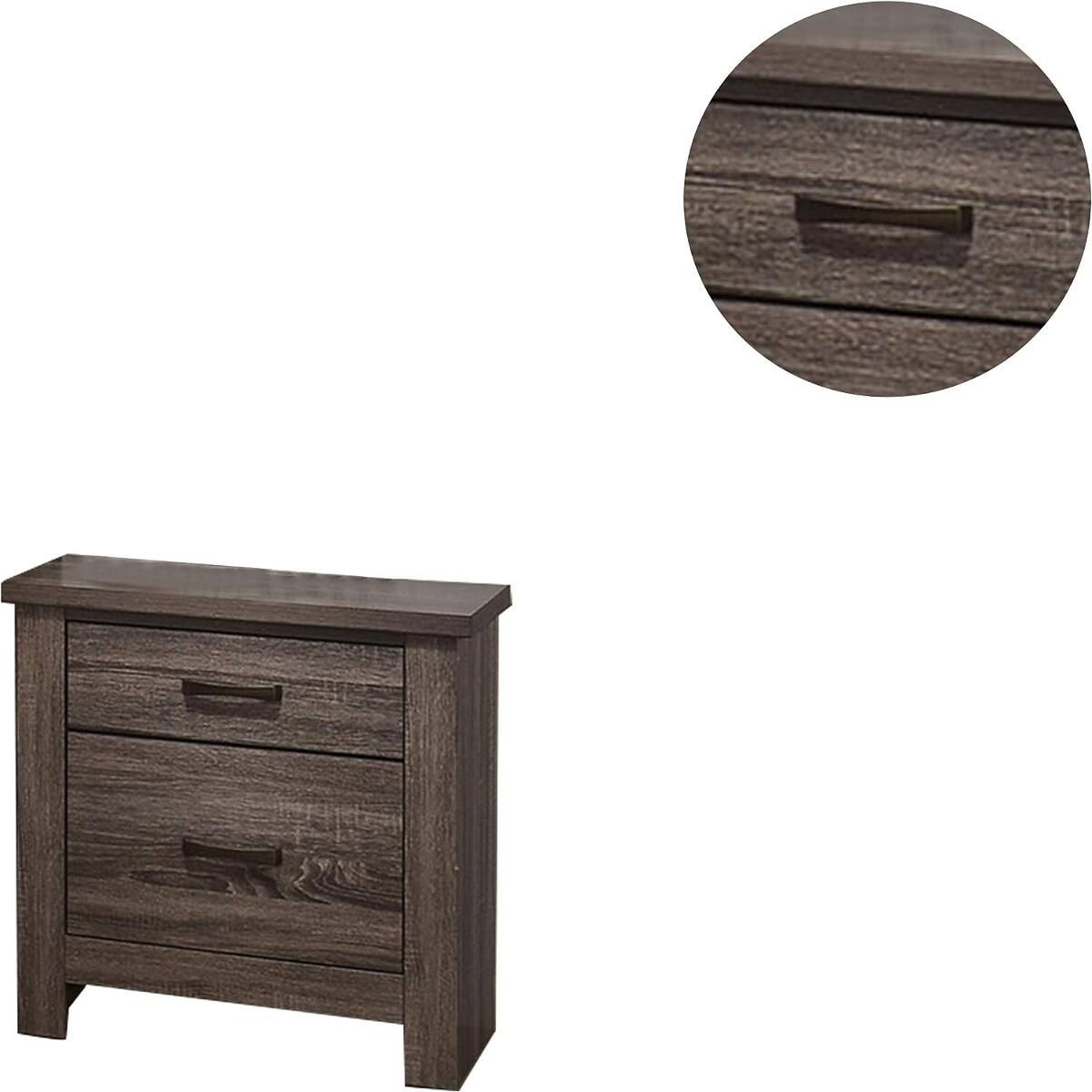Left. Loheer - Loheer Natural Finish Wooden Nightstand, 2 Drawer Bedside Table, 24 in High - Natural.