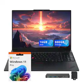 Lenovo - ThinkPad E16 Gen 3 16" IPS Display Laptop,Intel Core 7 240H,16GB RAM,512GB SSD+288GB Dock Station,Win11 Pro - Black