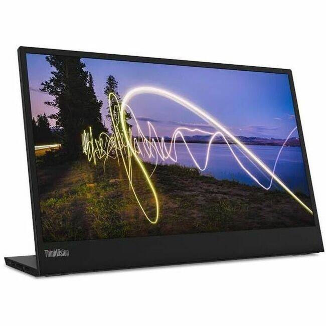 Angle. Lenovo - Lenovo ThinkVision M15 16" Full HD IPS Monitor - USB-C - 62CAUAR1UZ - black.