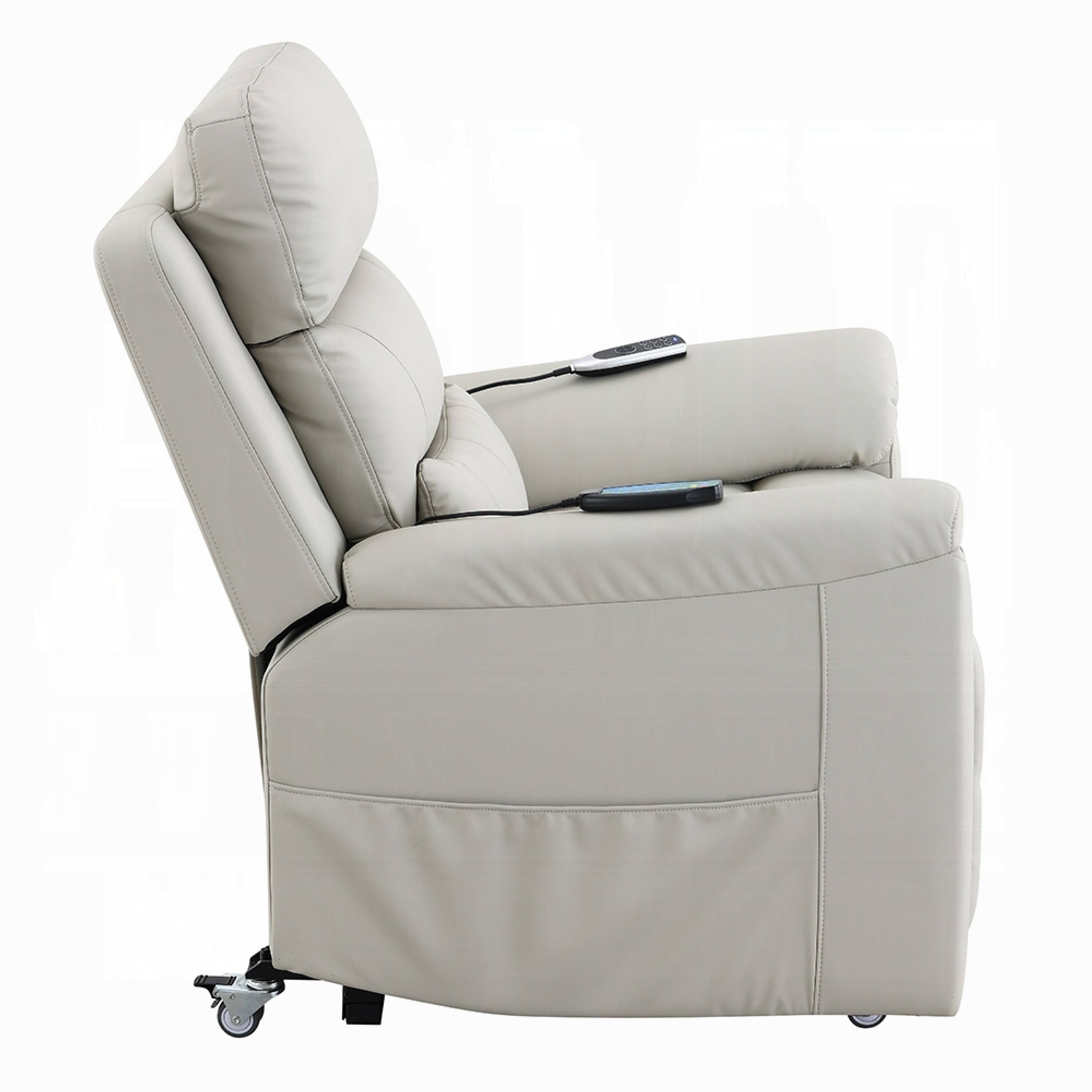Alt View 2. Manhattan Lane - Arshie Power Lift Recliner Chair, Heating n Massage - Light Gray.