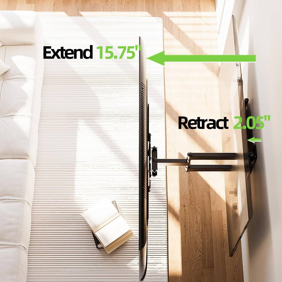 Extend 15.75"  
Retract 2.05"