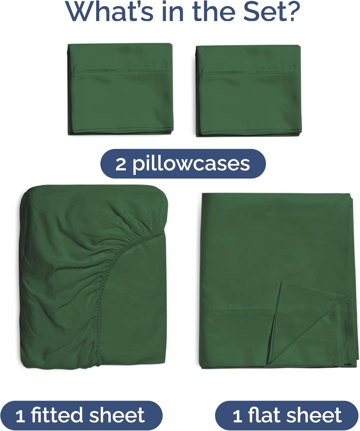What's in the Set?  
2 pillowcases  
1 fitted sheet  
1 flat sheet