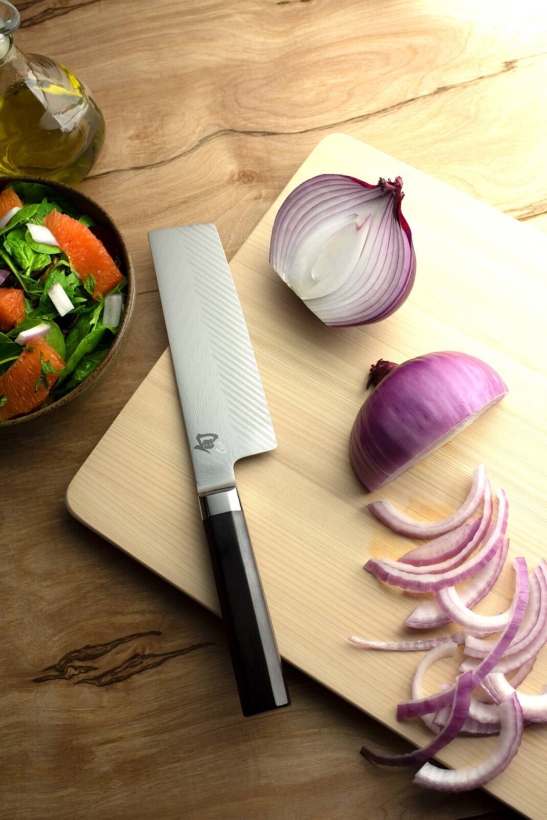 Alt View 4. Shun - Dual Core 6.5-Inch Nakiri Knife w/Saya - Black.