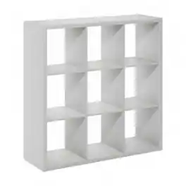 FurniFact - Engineered Wood 9-Cube Storage Organizer and Open-Back Bookcase Shelving - Light Gray