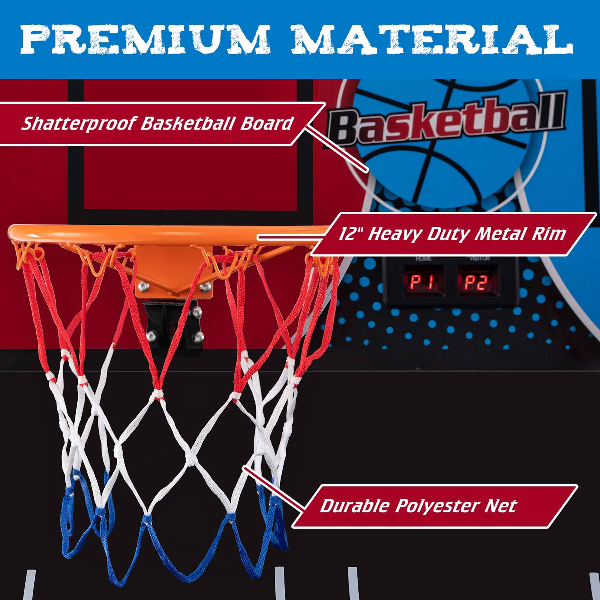 Premium Material Shatterproof Basketball Board Basketball 12" Heavy Duty Metal Rim Durable Polyester Net