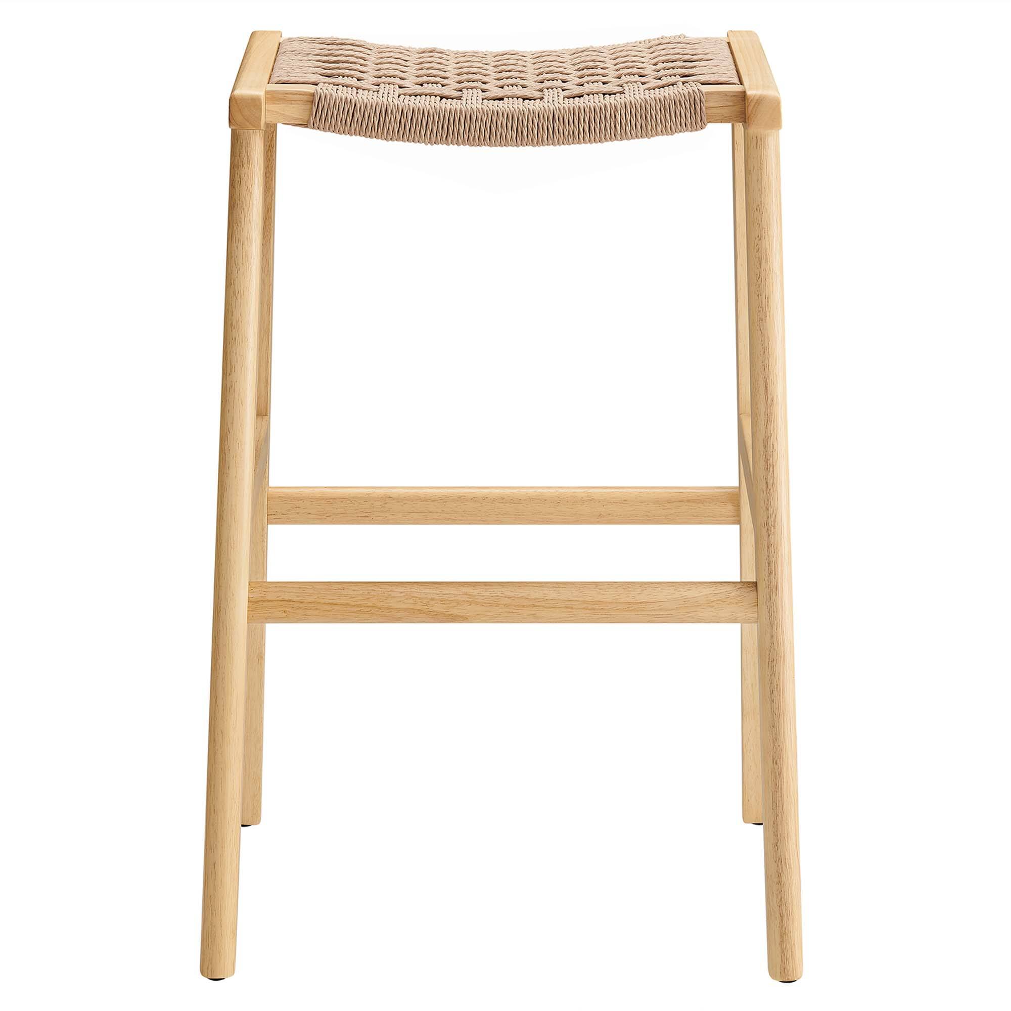 Alt View 5. Modway - Saoirse Woven Rope Wood Bar Stool Set of 2 by Modway - Natural Natural.