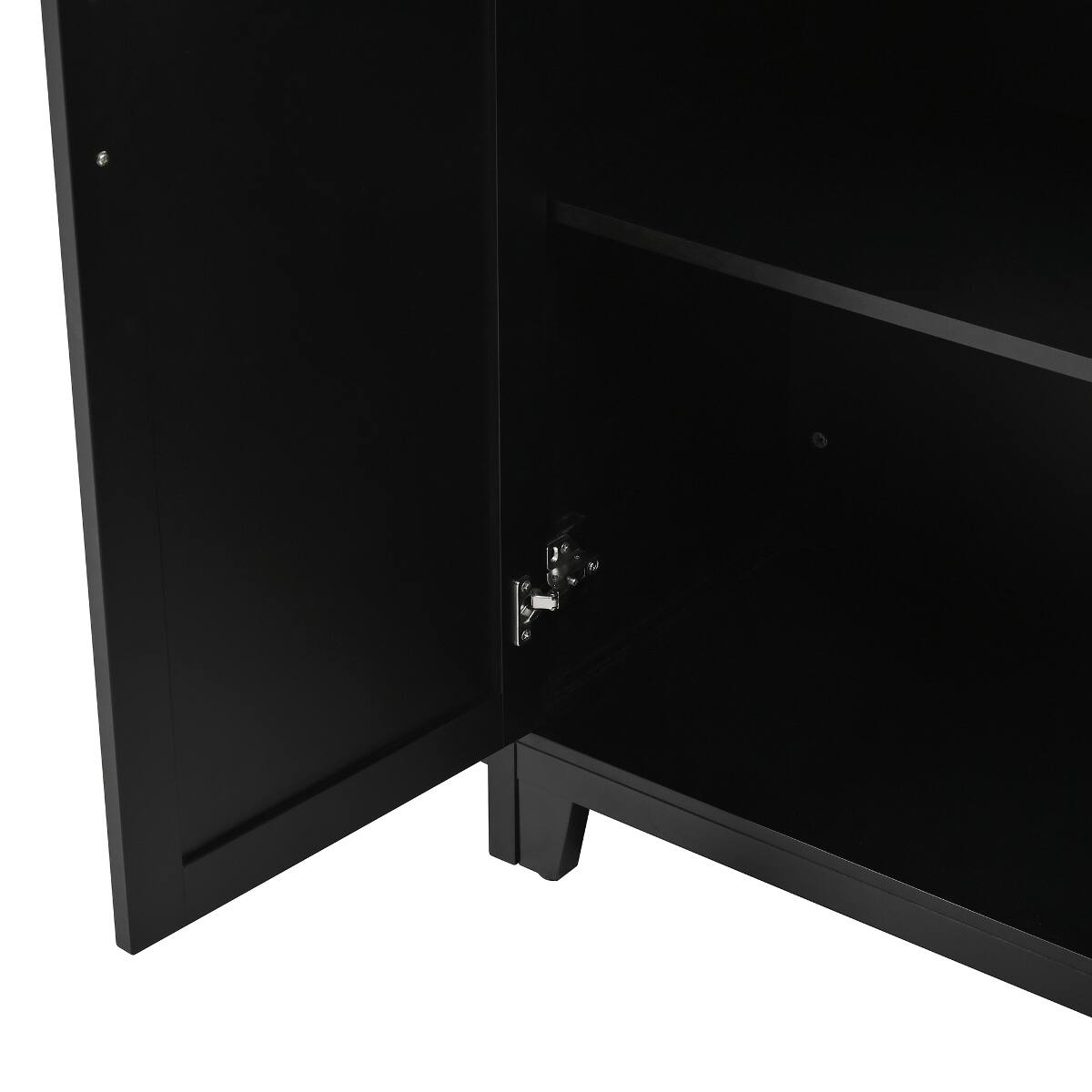 Alt View 8. Loheer - Loheer 58 inch freestanding kitchen island, kitchen prep table with storage, black and natural wood tone - Black + Natural.