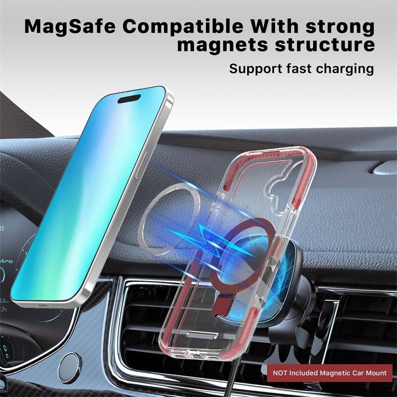 MagSafe Compatible With strong magnets structure Support fast charging NOT Included Magnetic Car Mount