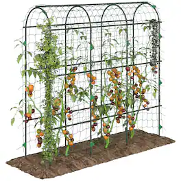 Outsunny - Cucumber Trellis, 6' Tall Arch Trellis for Climbing Plants Outdoor, A-Frame, with Plastic Coated Steel Frame - Green