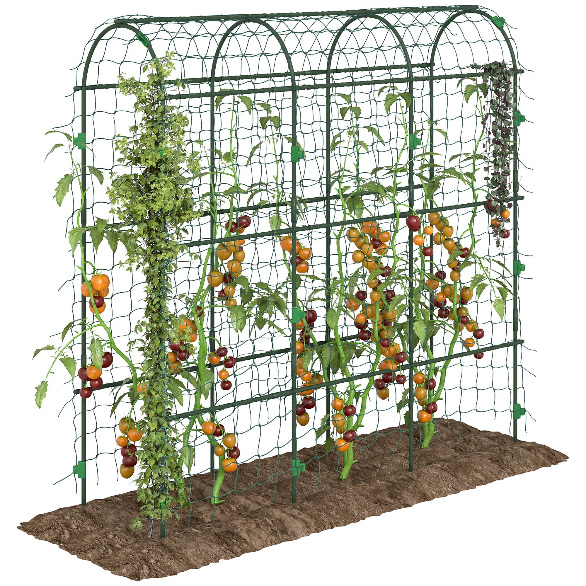 Outsunny - Cucumber Trellis, 6' Tall Arch Trellis for Climbing Plants Outdoor, A-Frame, with Plastic Coated Steel Frame - Green