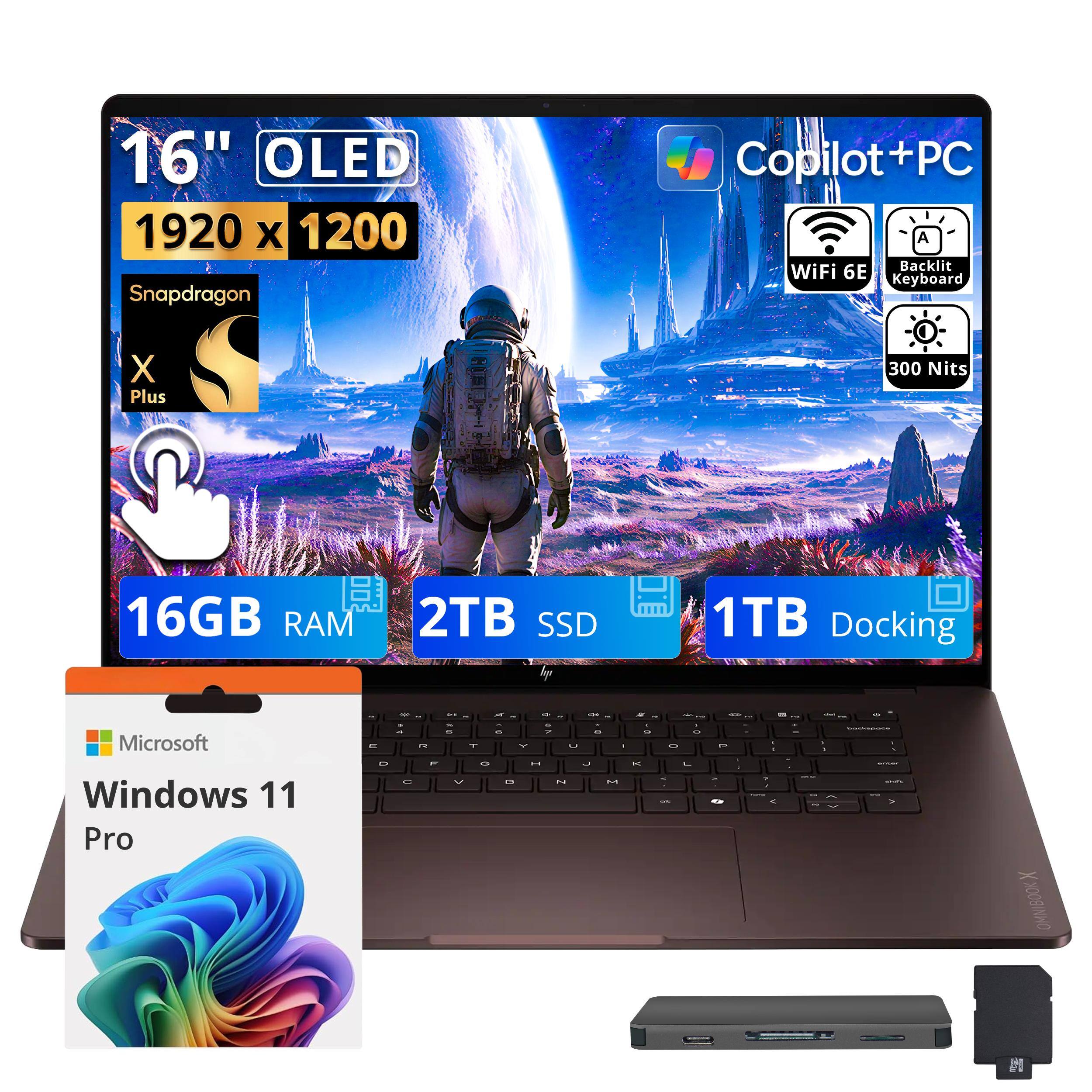 16" OLED 1920 x 1200  
Snapdragon X Plus  
Copilot+PC  
Backlit WiFi 6E Keyboard  
300 Nits  
16GB RAM  
2TB SSD  
1TB Docking  
Microsoft Windows 11 Pro  
USA  
SPRAY DVM V  
X OMNIBOOK