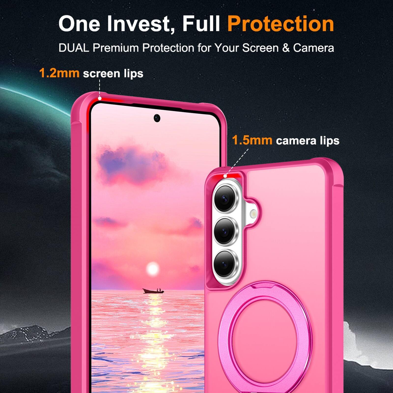 One Invest, Full Protection  
DUAL Premium Protection for Your Screen & Camera  
1.2mm screen lips  
1.5mm camera lips