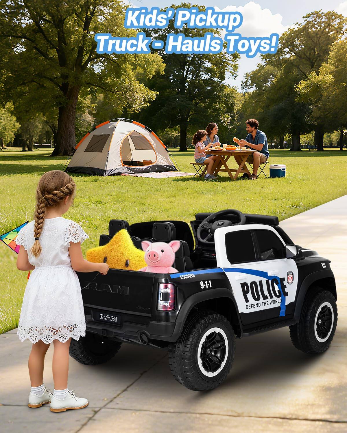 Kids' Pickup Truck - Hauls Toys!  
MAX Cx RAM ESCORTS 9-1-1 COL I POLICE THE WORLD DEFEND