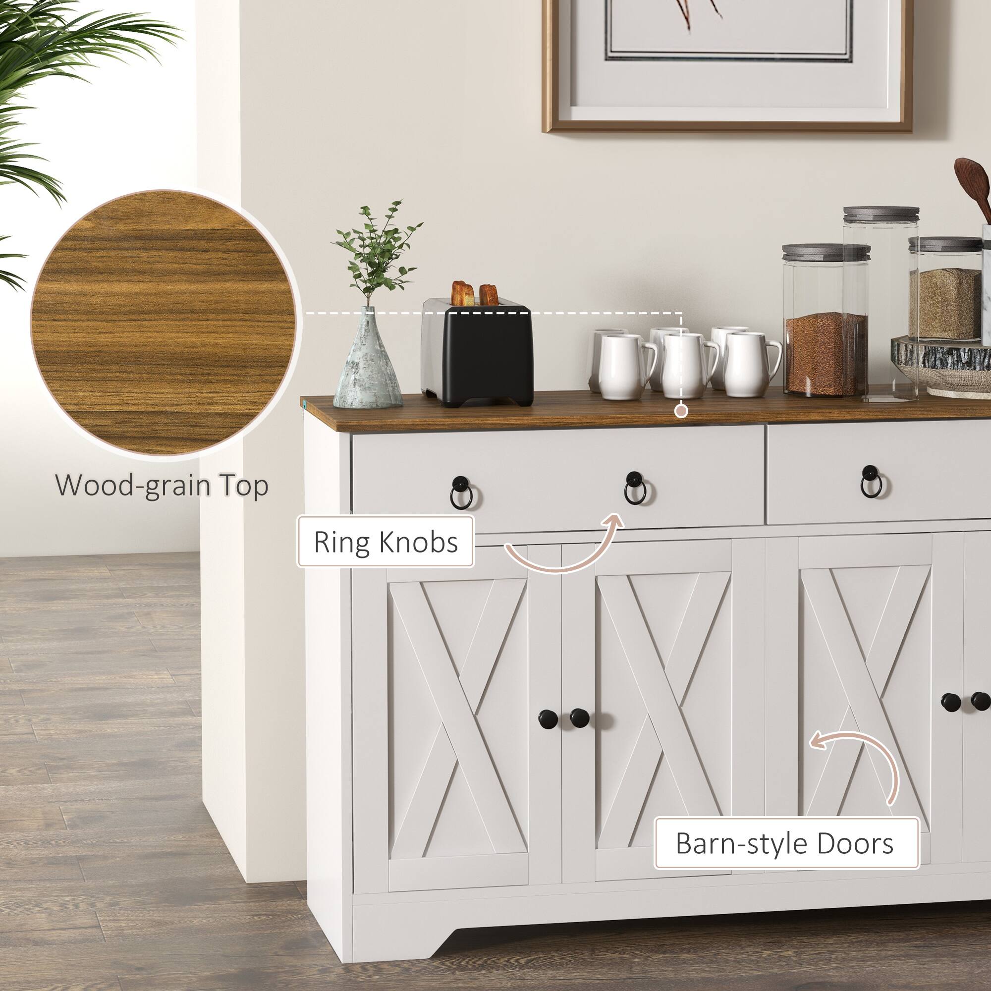 Wood-grain Top, Ring Knobs, Barn-style Doors