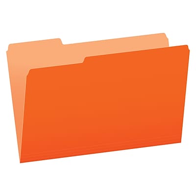 Front. Pendaflex - Pendaflex Two-Tone File Folder, 3-Tab, Legal Size, Orange, 100/Box (153 1/3 ORA) - Orange.