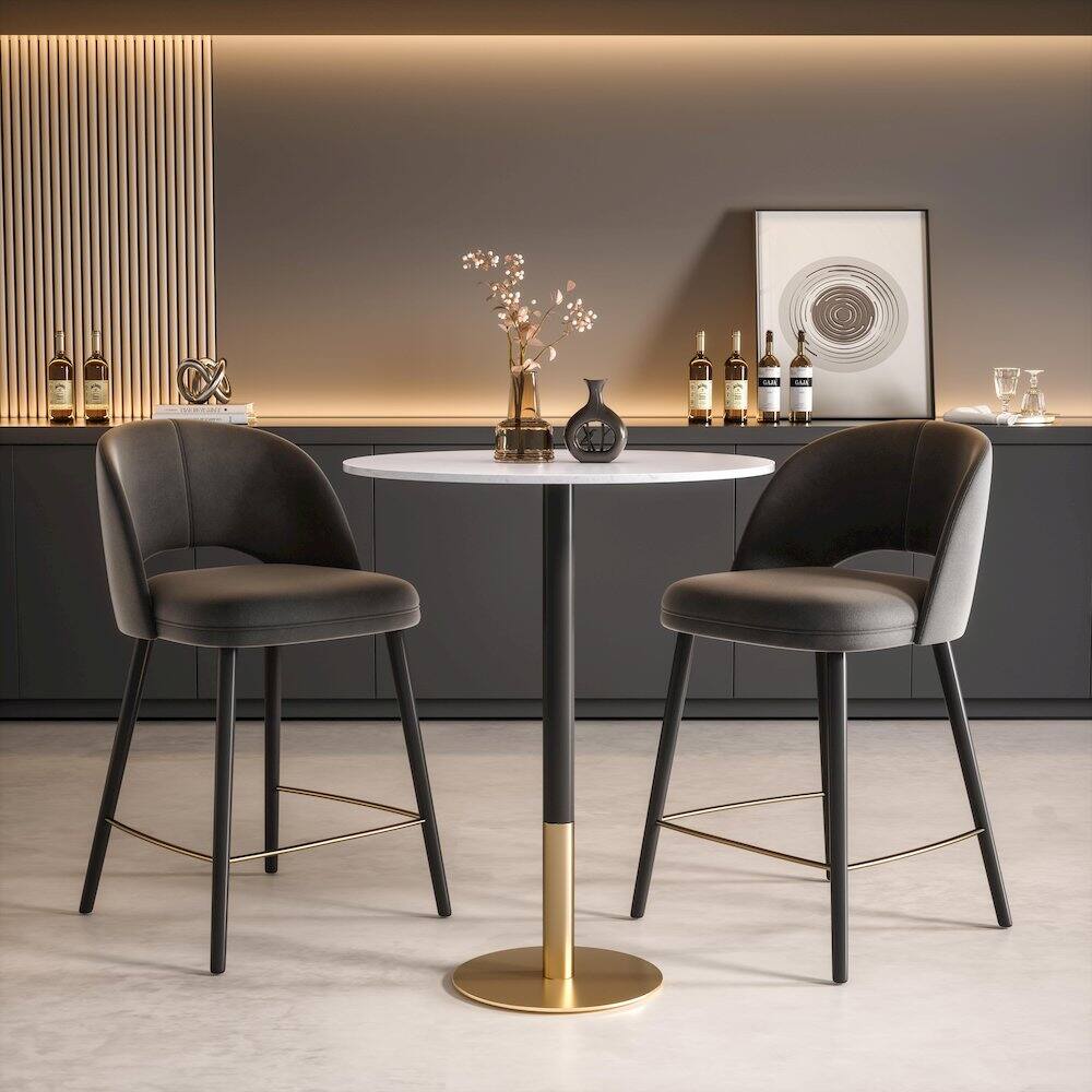Alt View 3. Elegant Decor - Ronan 31.5 Inch Pub Table In White - White And Gold.
