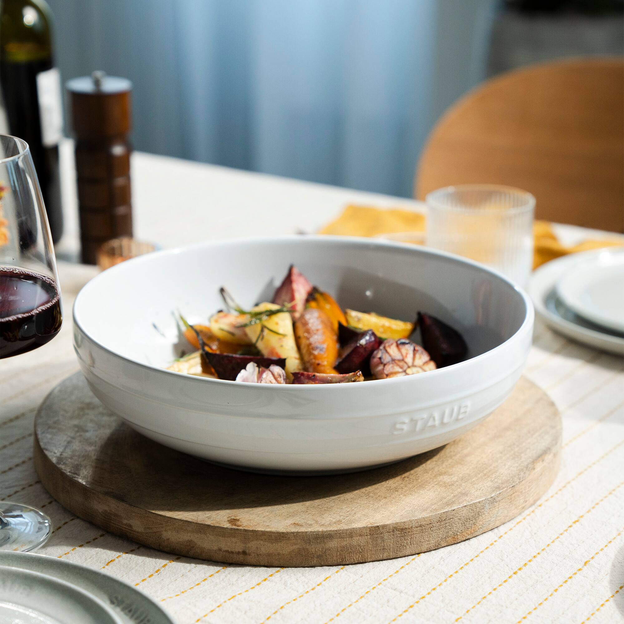 Alt View 2. Staub - Staub Ceramic 11.5-inch Shallow Serving Bowl - White - White.