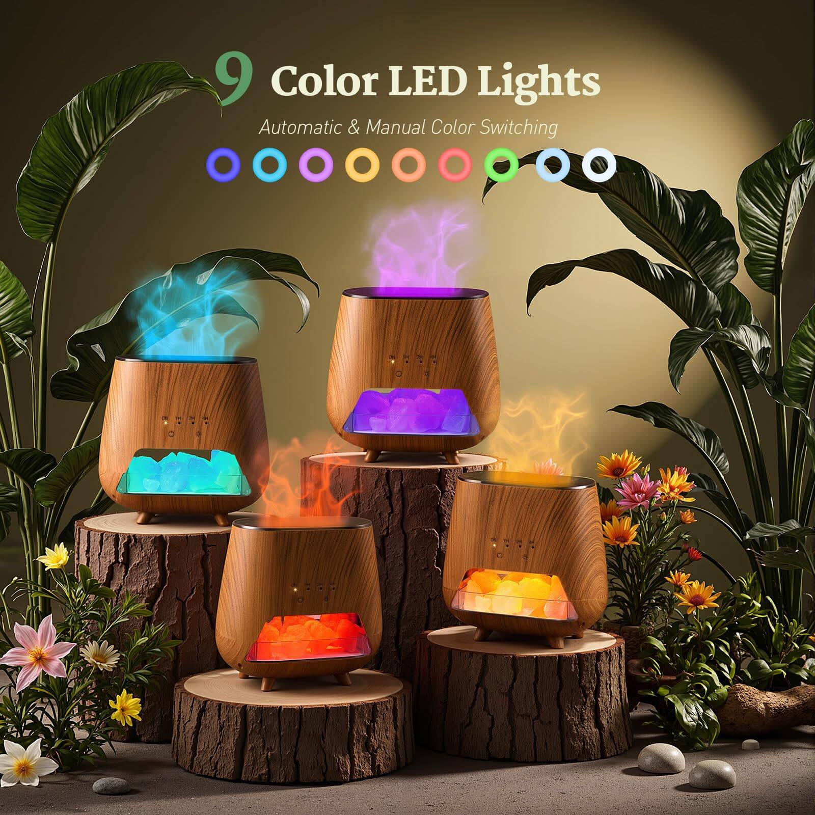 9 Color LED Lights  
Automatic & Manual Color Switching