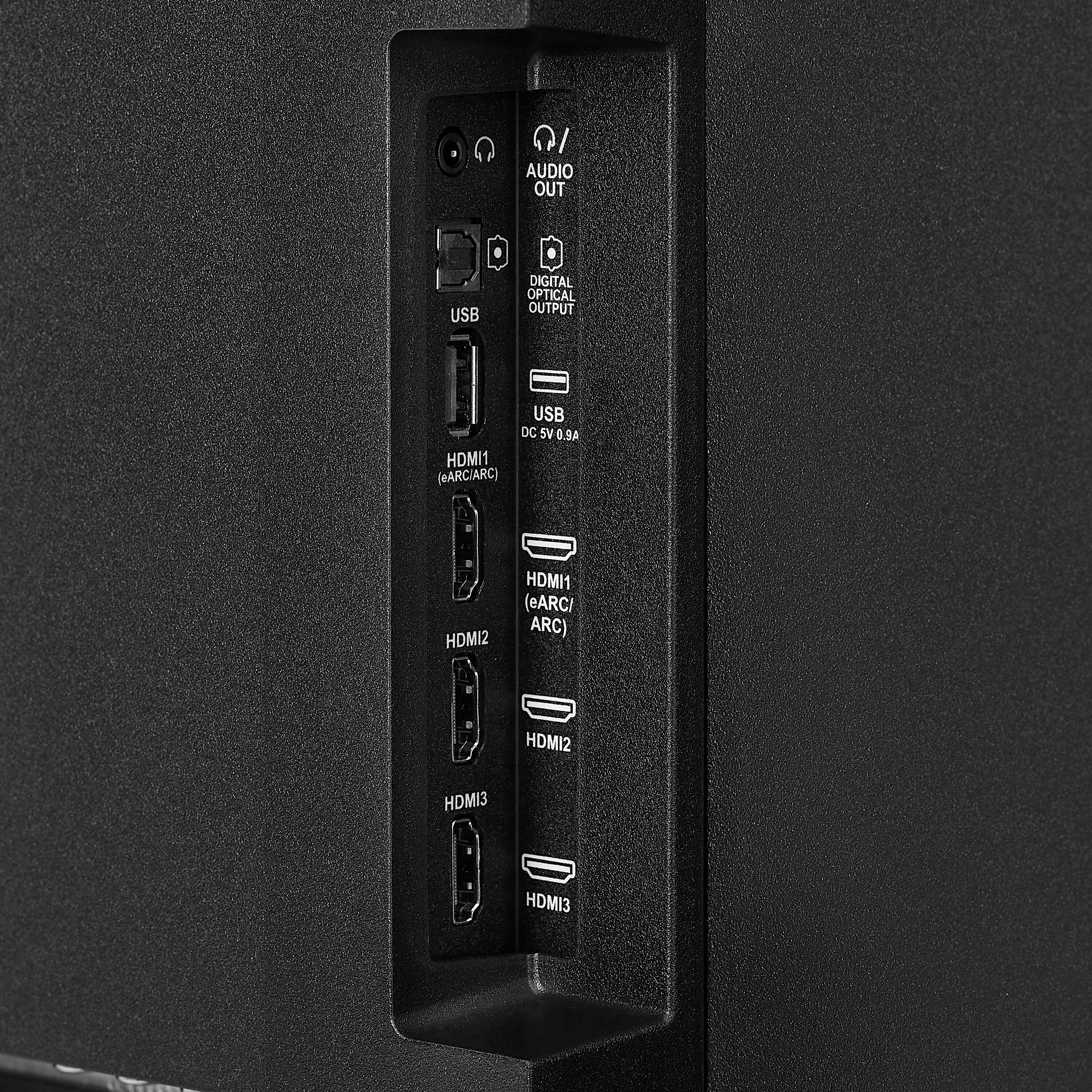 The text on the image reads:

10 AUDIO OUT USB DIGITAL OPTICAL OUTPUT USB DC SV 0.9A I HDMI1 (eARC/ARC) B HDMI1 (eARC/ARC) HDMI2 HDMI2 HDMI3 HDMI3

The text is grouped as follows:

10 AUDIO OUT USB DIGITAL OPTICAL OUTPUT USB DC SV 0.9A I HDMI1 (eARC/ARC) B HDMI1 (eARC/ARC) HDMI2 HDMI2 HDMI3 HDMI3