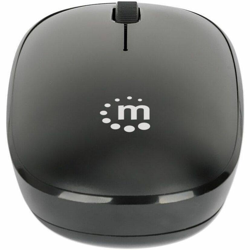 Alt View 4. Manhattan - MW3050 Wireless Optical Mouse, Black, 1200dpi, 2.4Ghz (up to 10m), USB, Ambidextrous, Three Button with Scroll Wheel - Black.