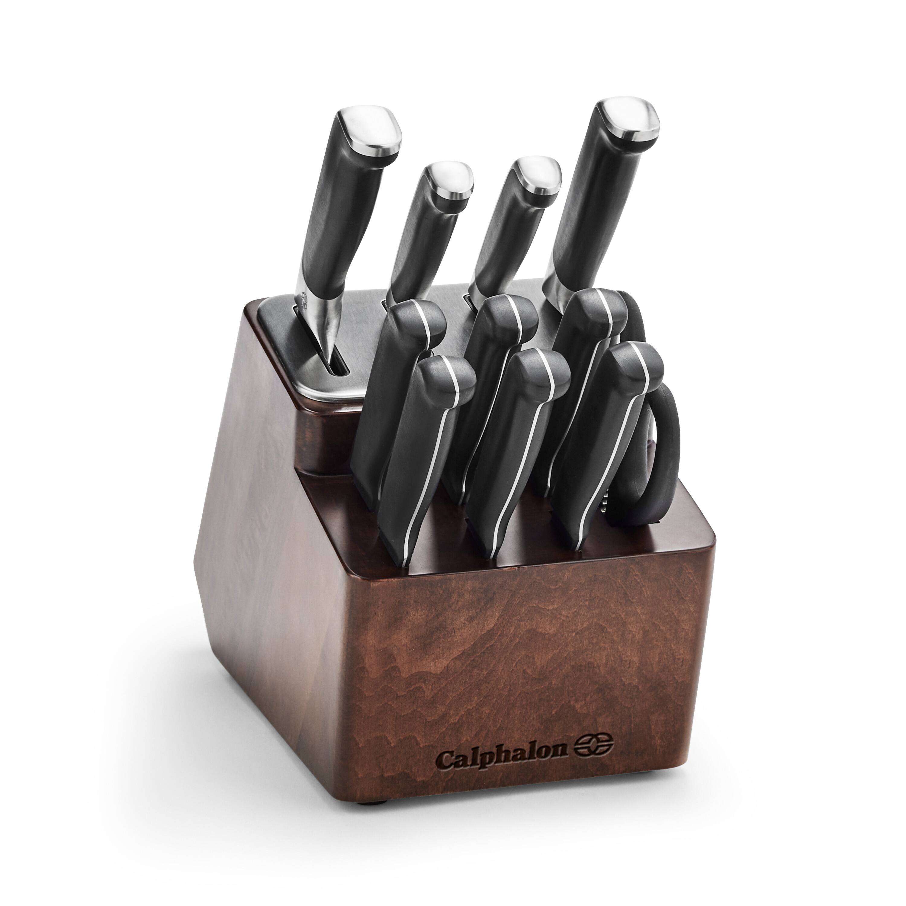 Calphalon - Premier™ SharpIN Knife Set with Sharpening Knife Block, 12 Piece, Carbon Steel - Black