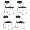 Front. Costway - 4 PCS U Shape Folding Chairs Furniture Home Outdoor Picnic Portable - Black.