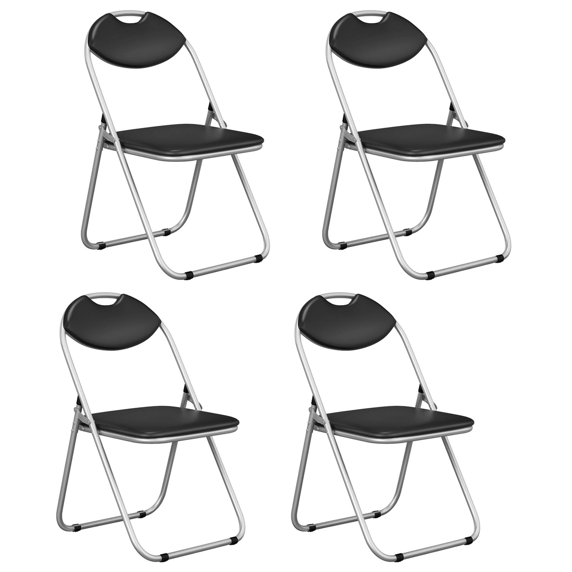 Costway - 4 PCS U Shape Folding Chairs Furniture Home Outdoor Picnic Portable - Black