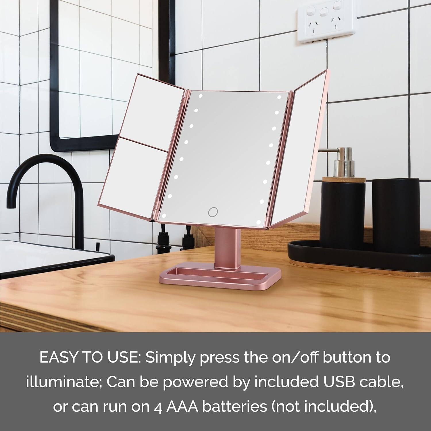 EASY TO USE: Simply press the on/off button to illuminate; Can be powered by included USB cable, or can run on 4 AAA batteries (not included).