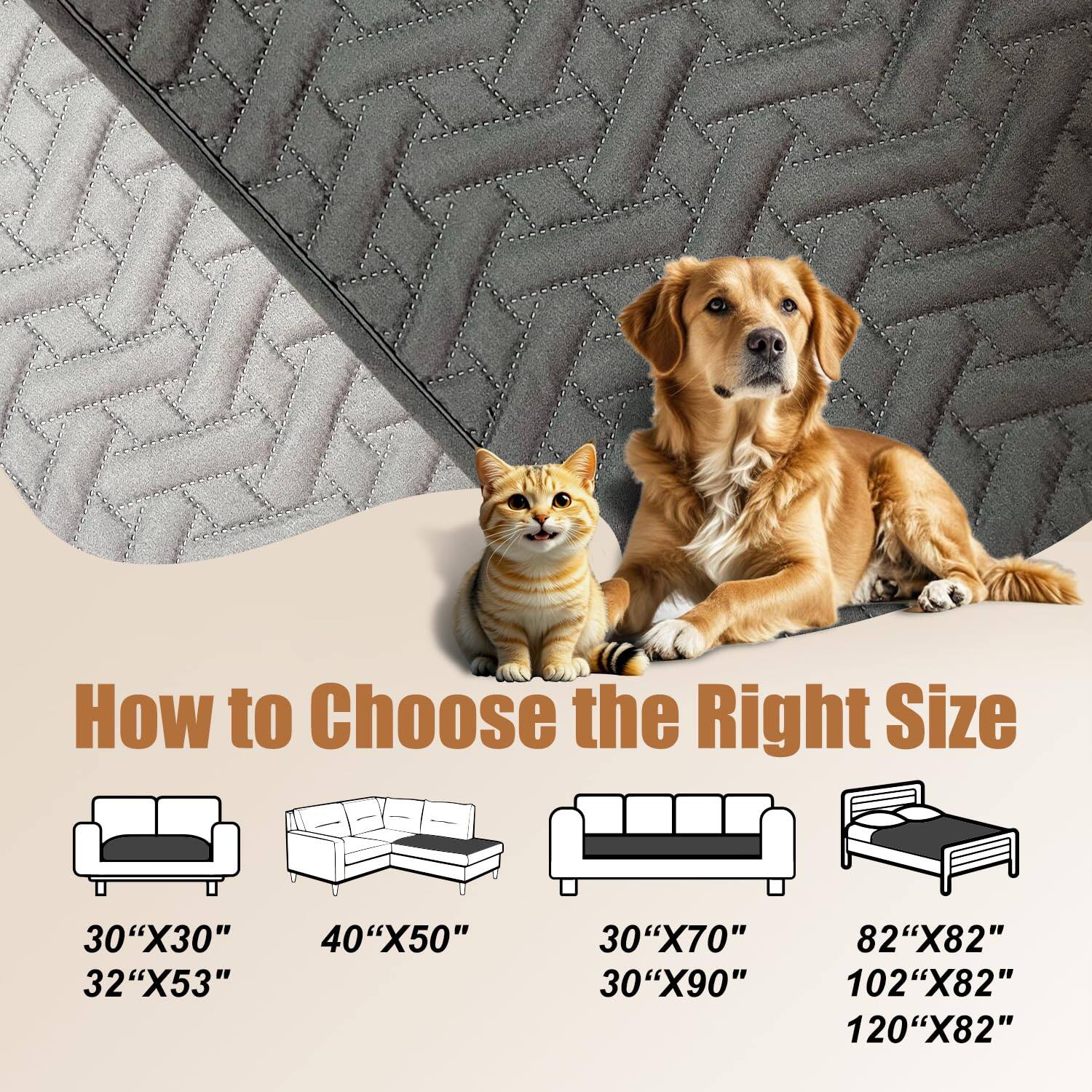 How to Choose the Right Size

30"X30"  
32"X53"  
40"X50"  
30"X70"  
30"X90"  
82"X82"  
102"X82"  
120"X82"