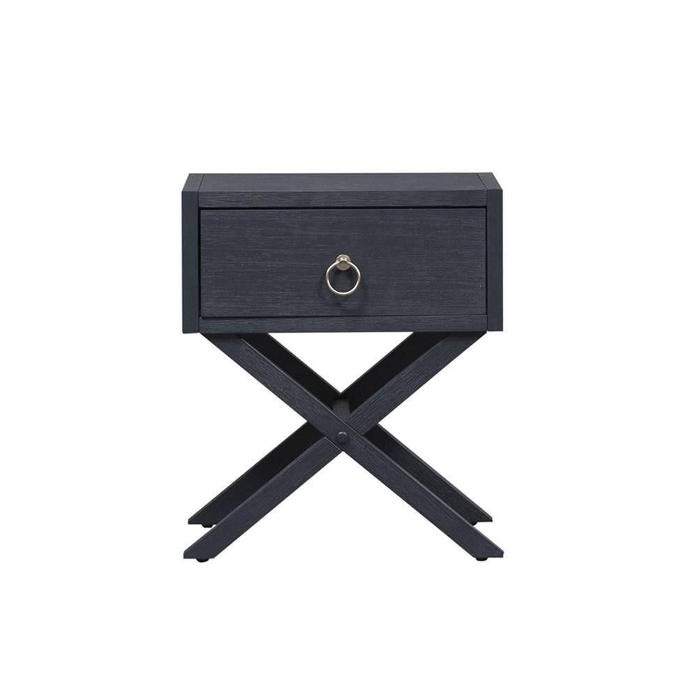 Alt View 1. Liberty Furniture Industries - East End 1 Drawer Accent Table in Wirebrushed Denim - Blue.