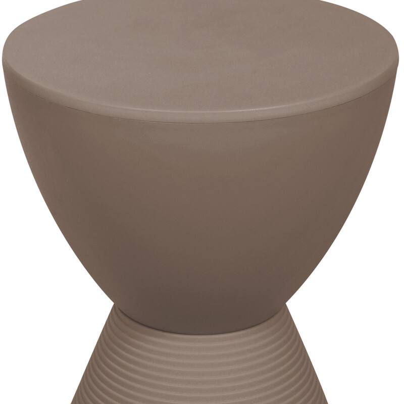 Alt View 1. LeisureMod - Boyd Modern Round Hourglass Accent Side Table, Drum Storage Table with Ribbed Base for Indoor/Outdoor - Taupe.